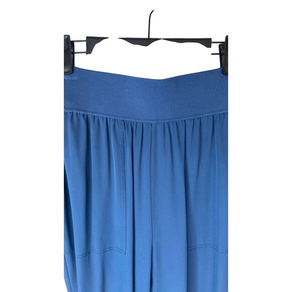 Theory Small 100% Silk Harem Jogger Pants Brilliant Blue Pockets Elastic Waist - Picture 6 of 16
